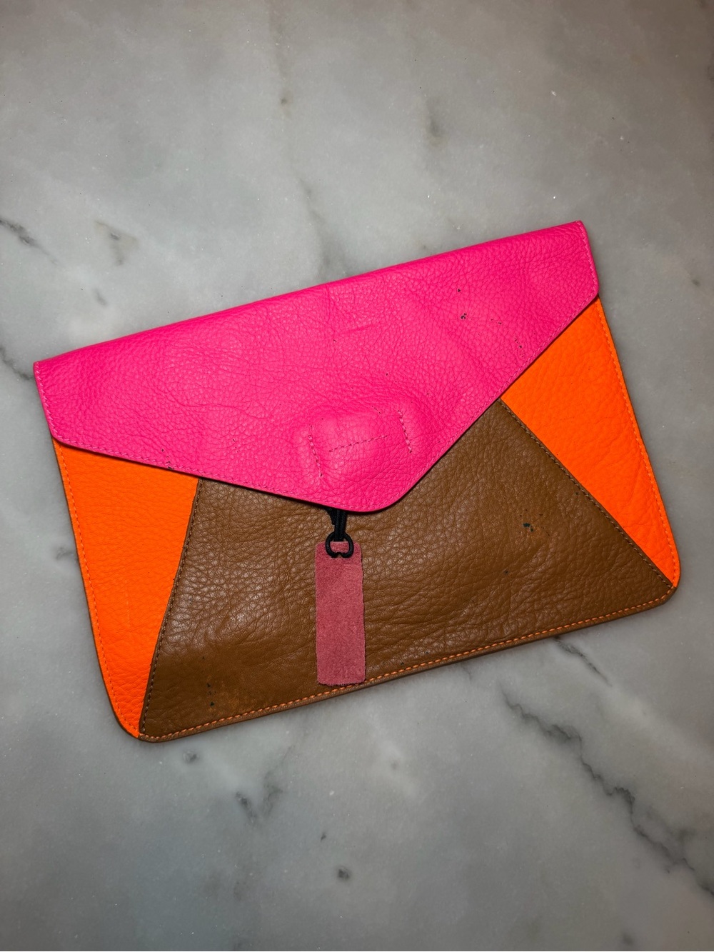 GAP Pink Orange Brown Colorblock Envelope Clutch